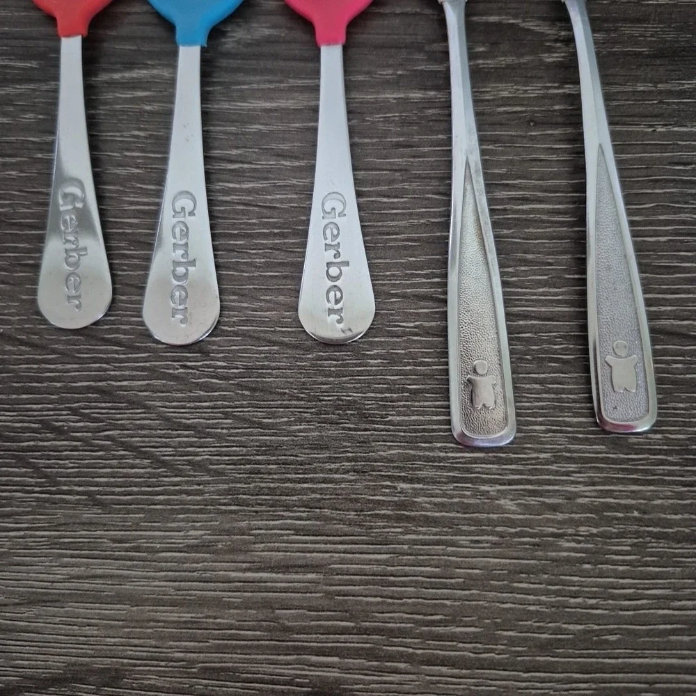 Vintage Baby Spoons Soft Tip Gerber & The First Year Mix Lot Of 10 Total.